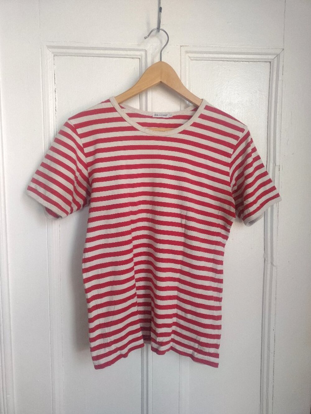 Marimekko | Womens Short Sleeve T Shirt Small | Red White Striped